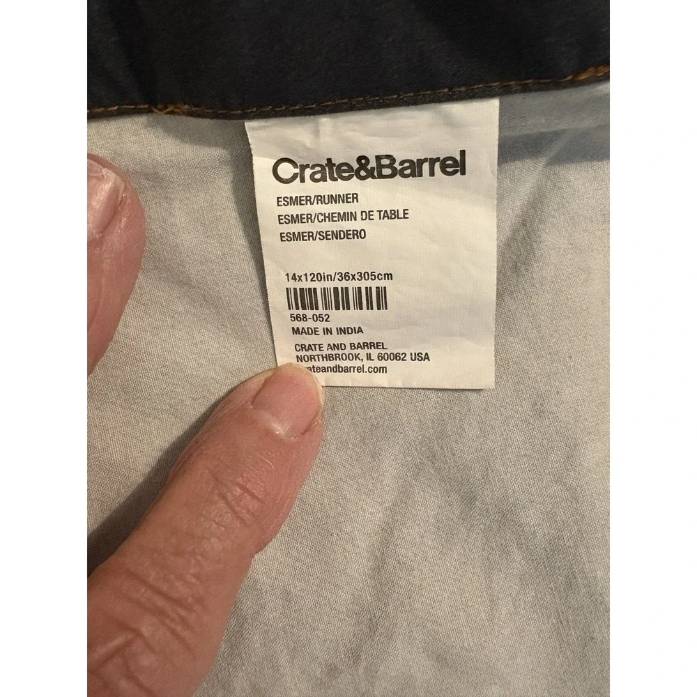 Crate and barrel Esmer Fabric orange floral Botanical Print, Table Runner 14x120